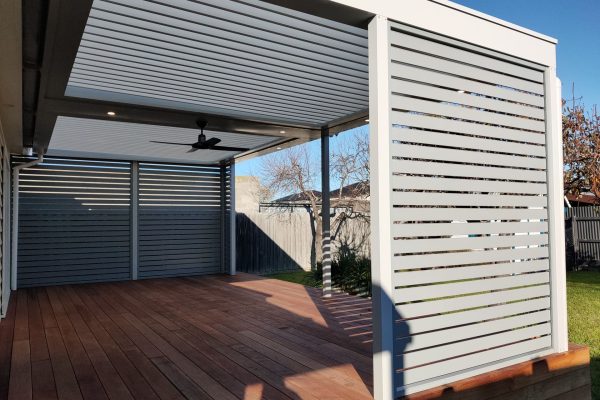 Ultimate Louvre - over deck with Colorbond Screens - Sunshine